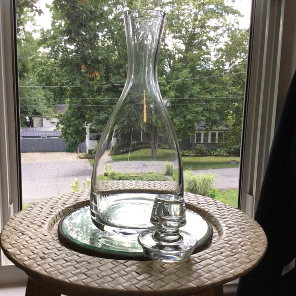 LENOX Crystal Decanter Etched USA Stopper 11.5" Wine Whiskey Carafe VTG Barware - Picture 7 of 9